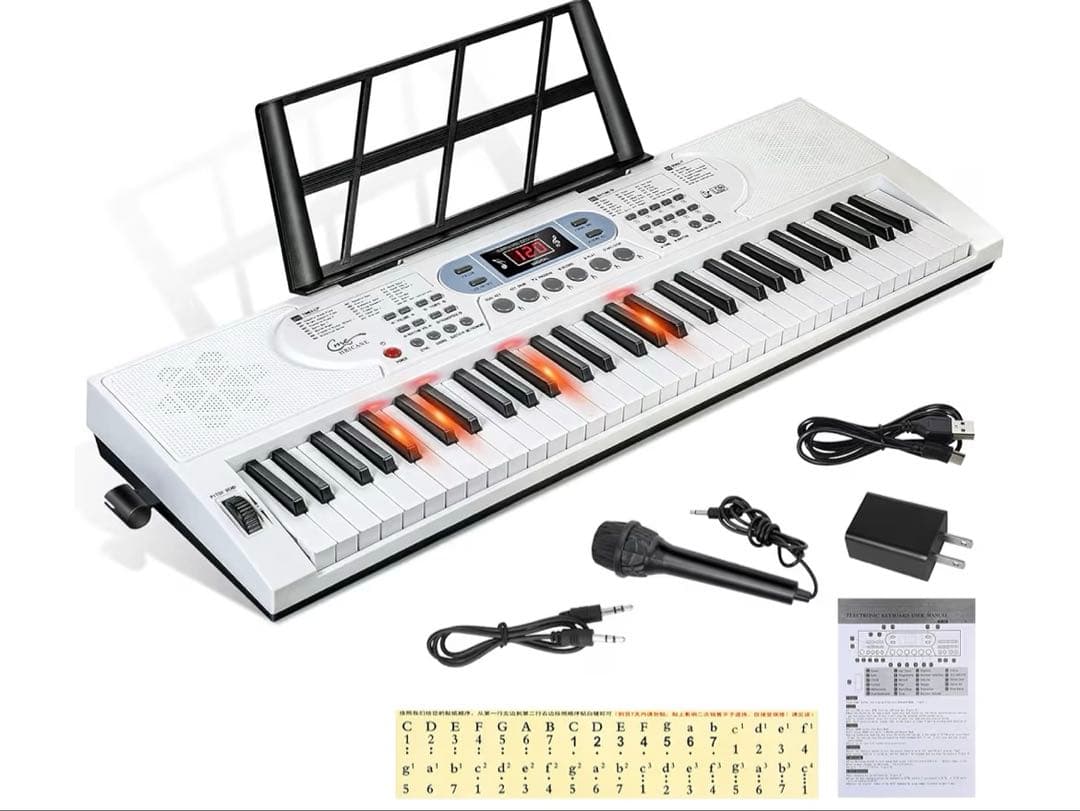 新品未使用 HRICANE 電子キーボード 61鍵 電子ピアノ 光る鍵盤 マイク