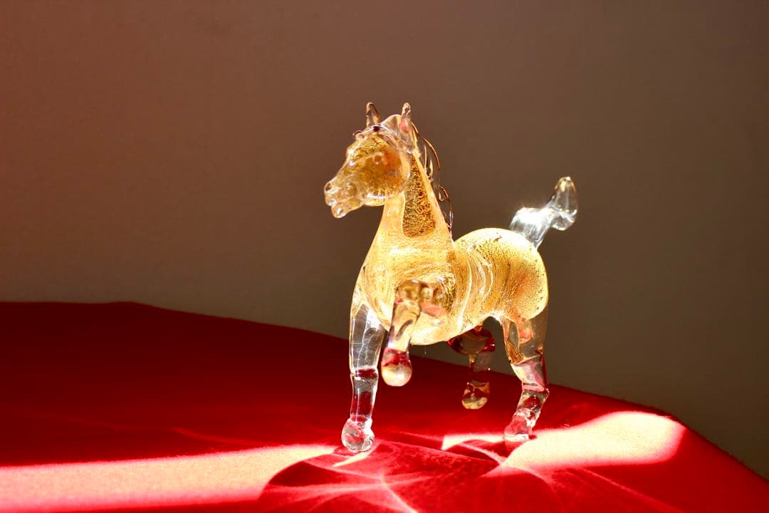 ガラスコレクション【クラタクラフトグラス　馬　置物】