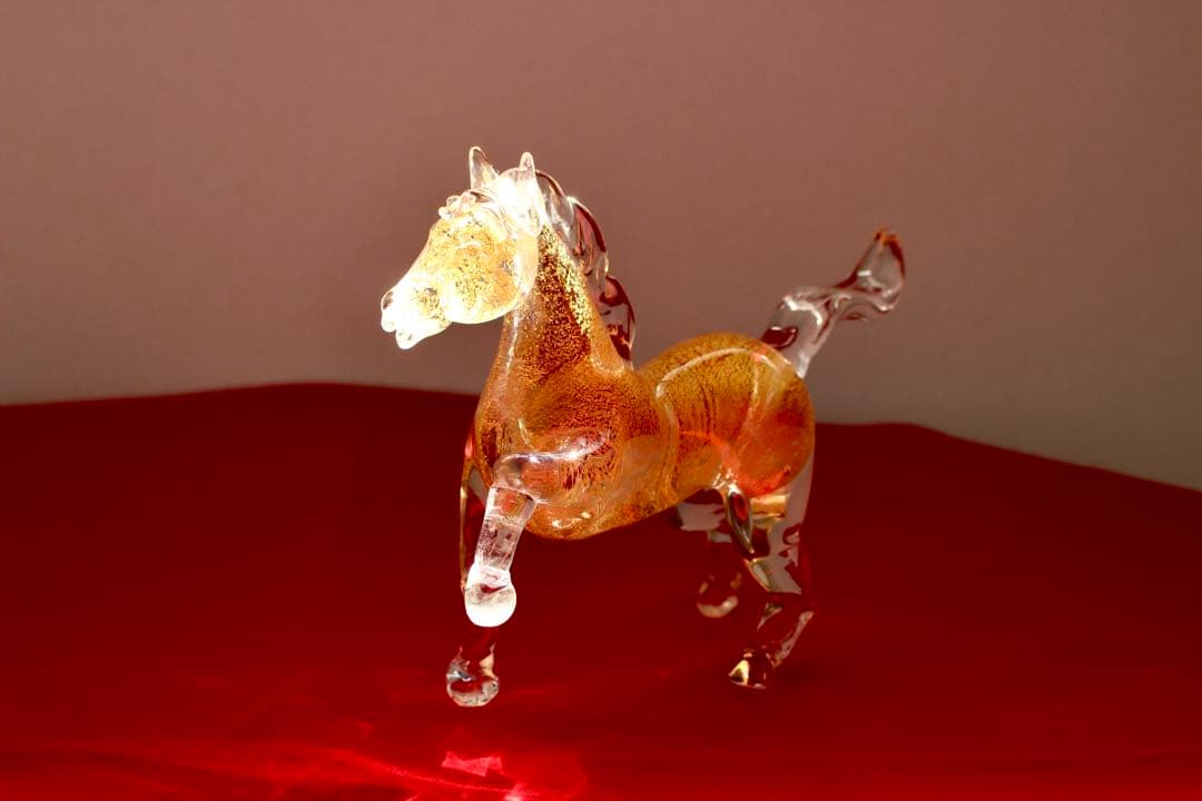 ガラスコレクション【クラタクラフトグラス　馬　置物】
