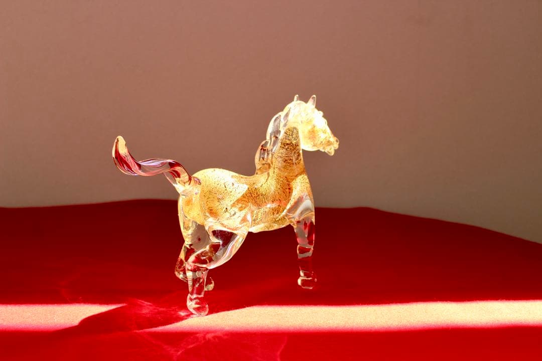 ガラスコレクション【クラタクラフトグラス　馬　置物】
