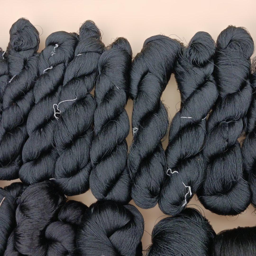 織物、組紐、刺繍手芸用絹糸黒系大量