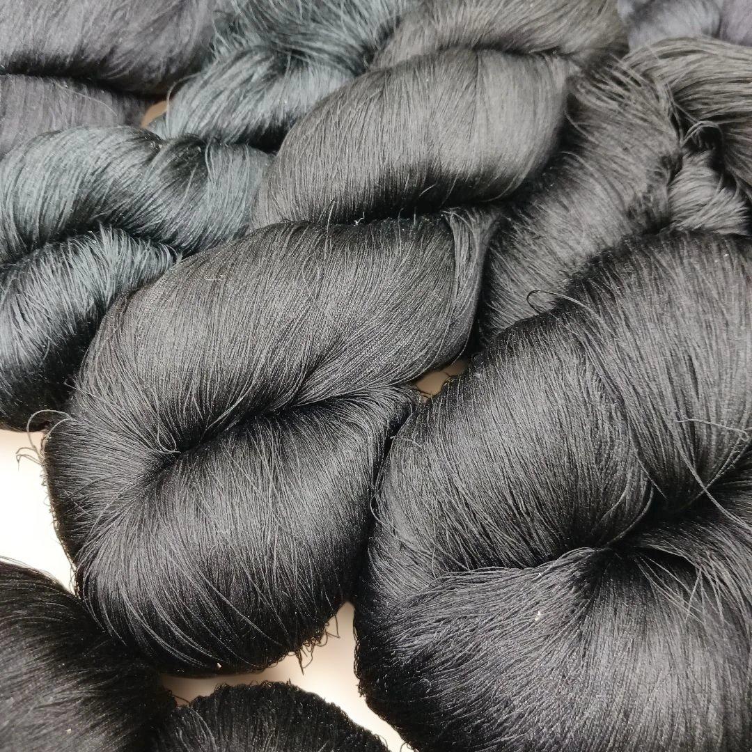 織物、組紐、刺繍手芸用絹糸黒系大量