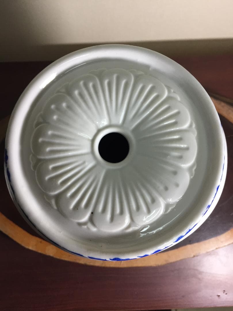 実用品 陶枕 梅図 染付 福寿 陶器製 中国古玩