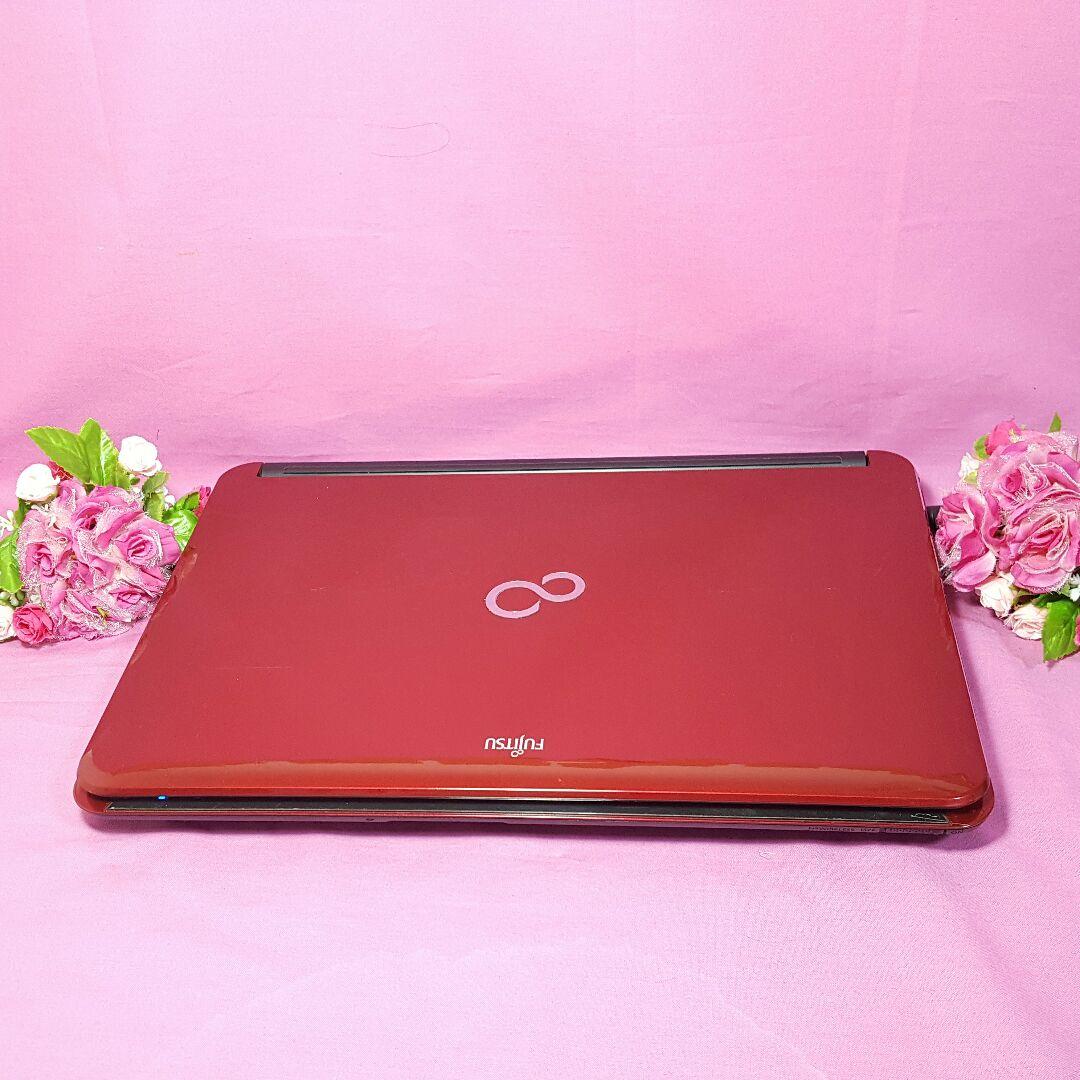 Win10✨レッド✨2世代Core-i3✨Webカメラ✨テレワーク✨大容量500