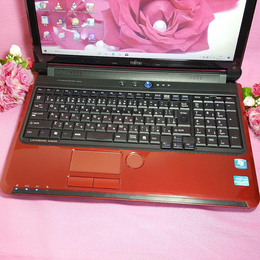 Win10✨レッド✨2世代Core-i3✨Webカメラ✨テレワーク✨大容量500