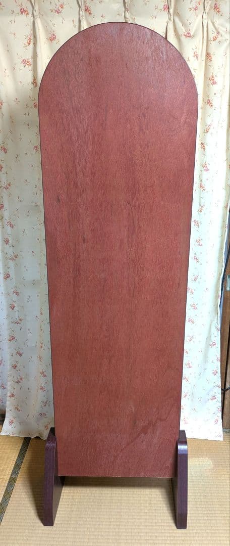 鎌倉彫　全身姿見　アーチ型スタンドミラー　カバー付き（ハンドメイド）