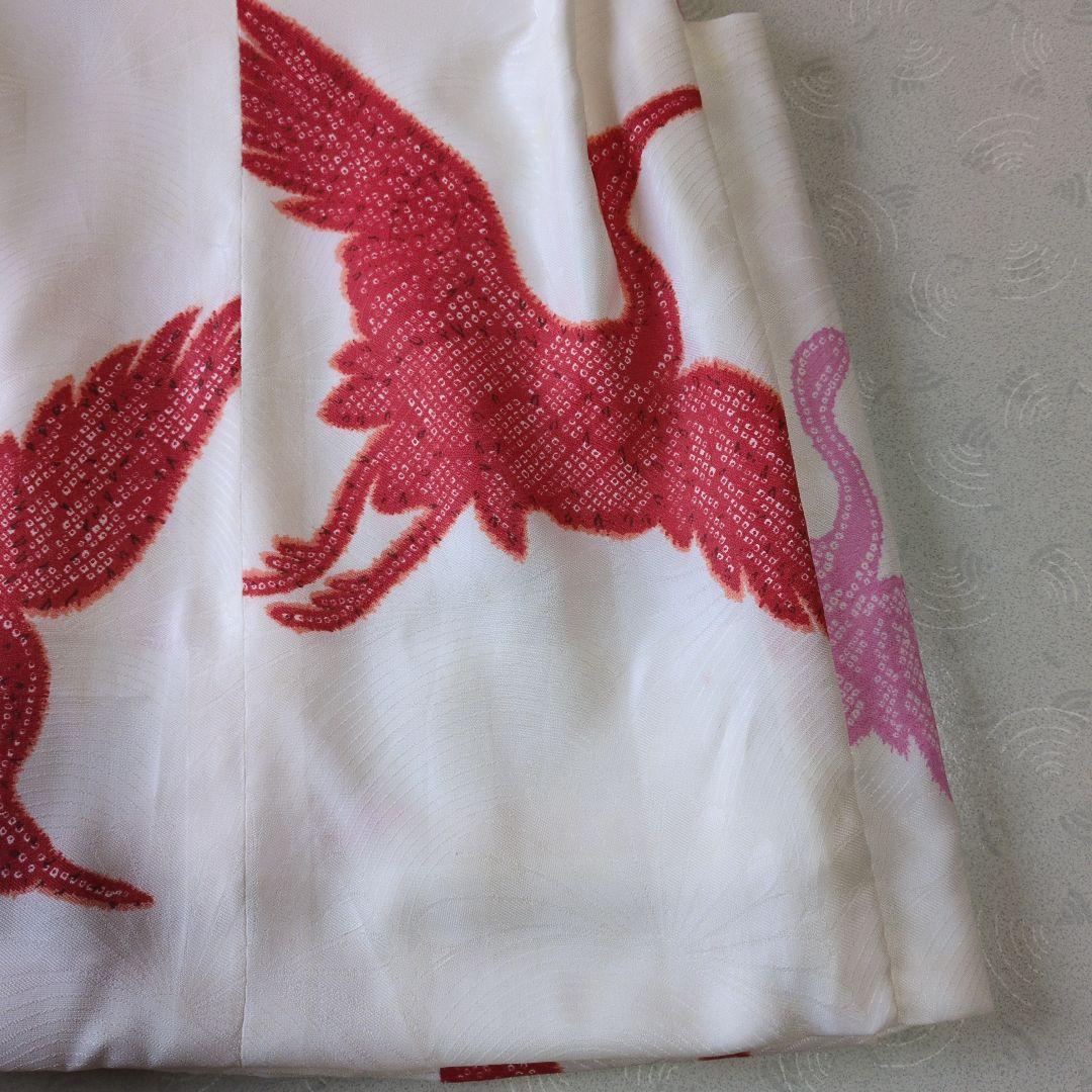 七五三３歳正絹鶴柄手縫いの被布（中綿無し）クリーニング済み