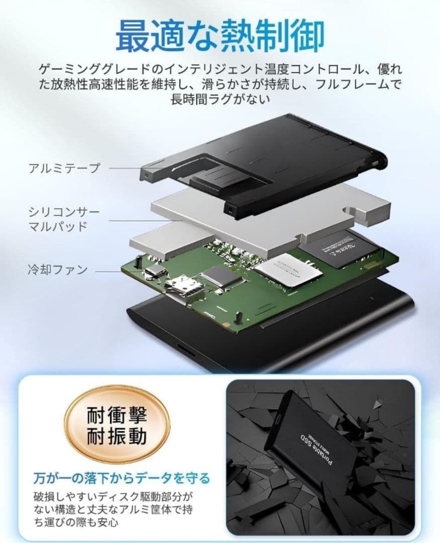外付けSSD 新しいアップグレードされた外付けSSDポータブルSSD 4TB 転
