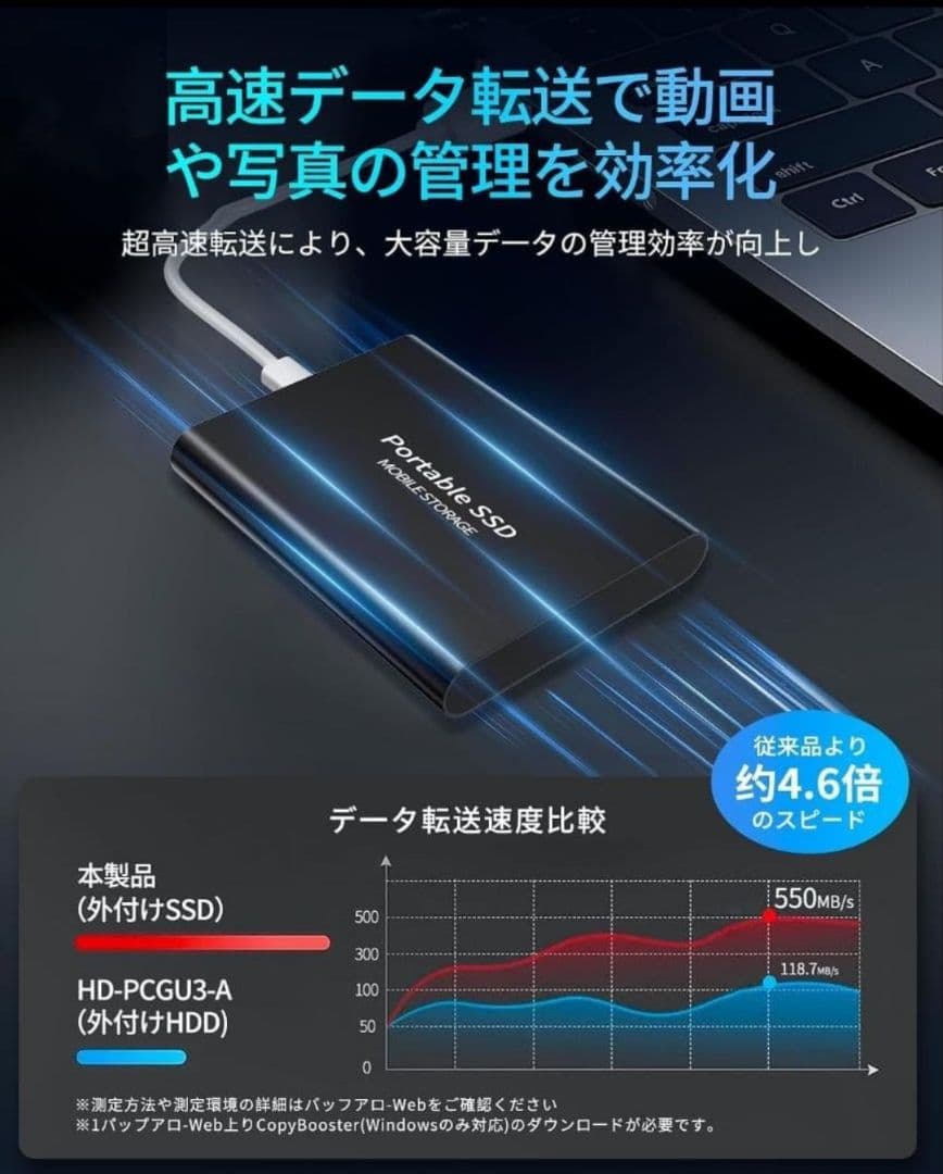 外付けSSD 新しいアップグレードされた外付けSSDポータブルSSD 4TB 転