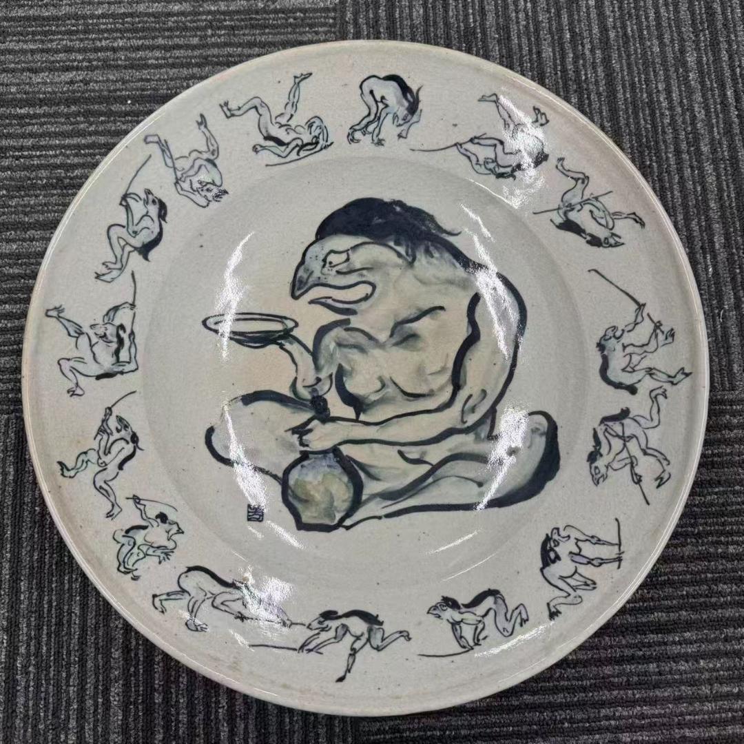 希少！　椿窯　河童 曼陀羅　大皿　共箱