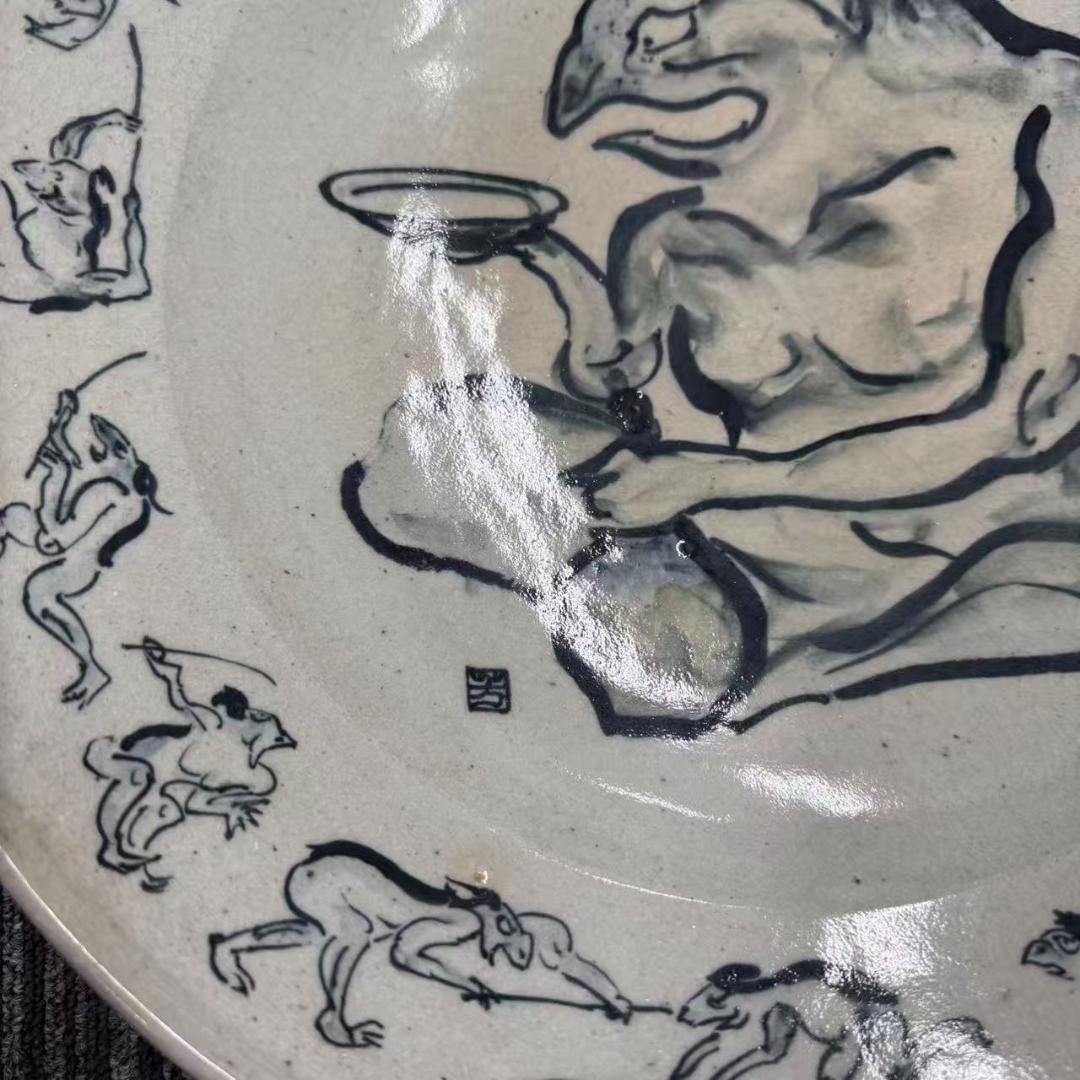 希少！　椿窯　河童 曼陀羅　大皿　共箱