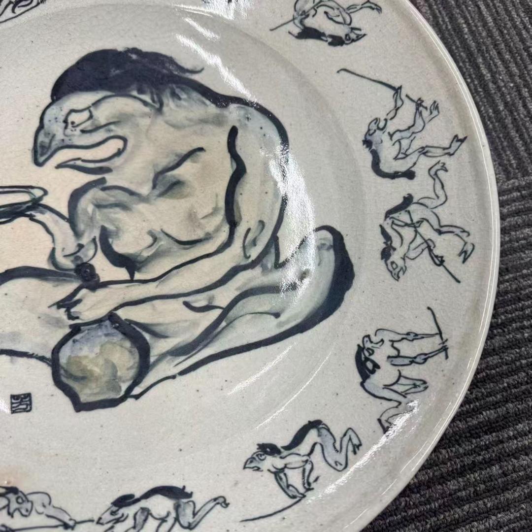 希少！　椿窯　河童 曼陀羅　大皿　共箱