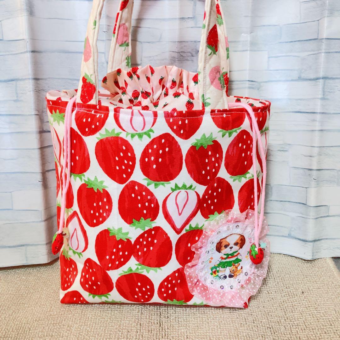さ*ー様 あんこちゃん巾着バッグ　コヤンイサムチョン　ハンドメイド　いちごいっぱ