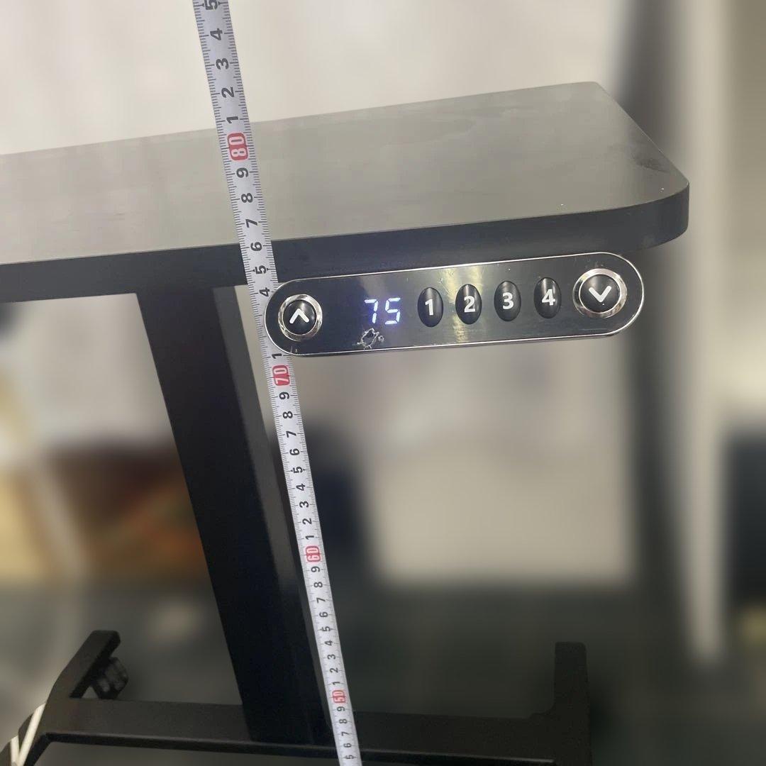 電動式高さ調整パソコンデスク 黒 イスセット