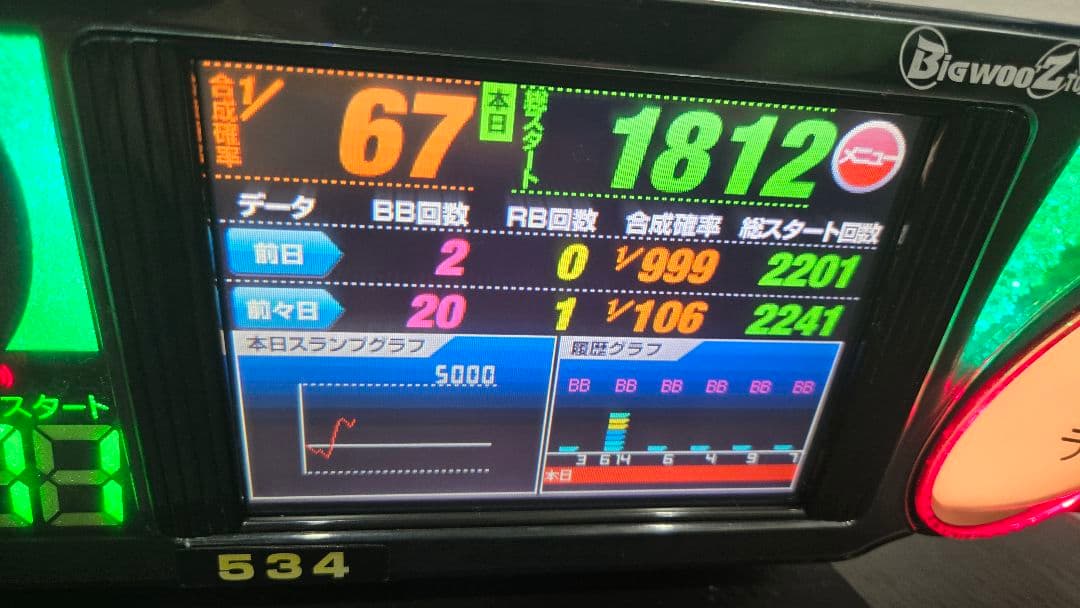 家庭用電源対応！パチスロ用データカウンター、ビッグウォーズタッチ