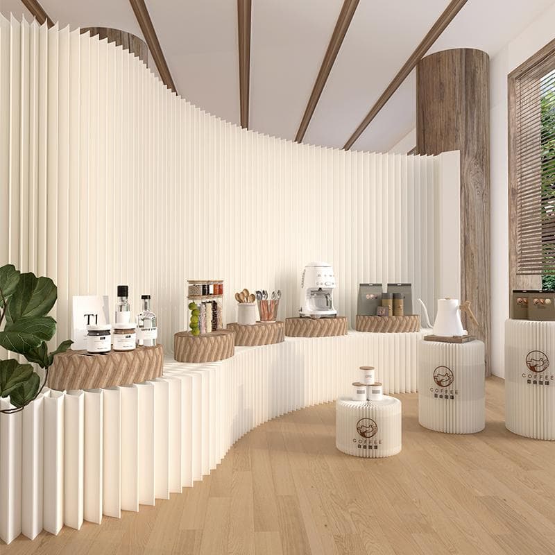 紙製パーテーション陳列展示台高さ1.5ｍ長さ2-3ｍ組立不要折りたたみ衝立仕切り