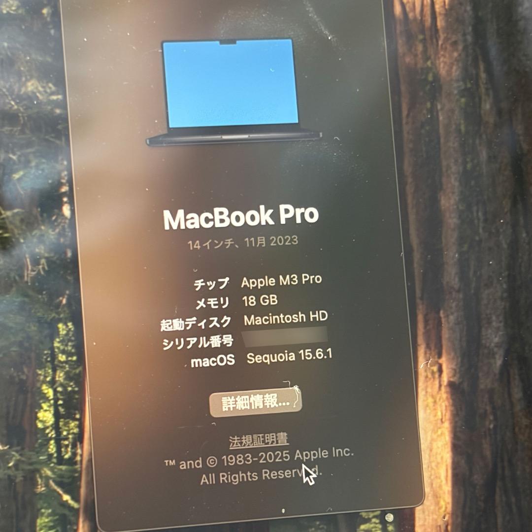 MacBook Pro M3pro 14インチ MRX33J/A