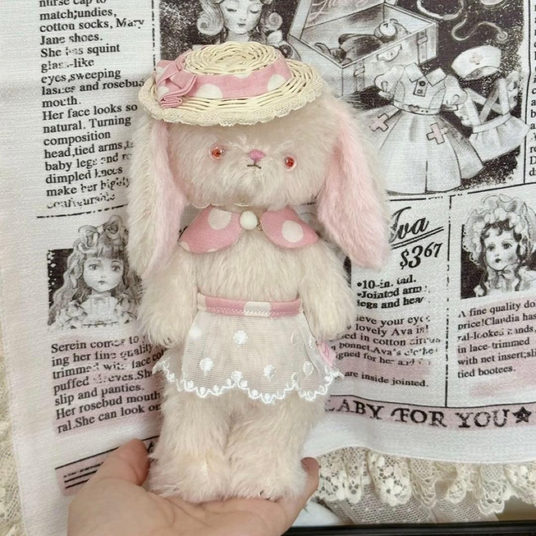 花帽子の桜兎ちゃん ぬいぐるみ ハンドメイド 部屋飾り ロリィタ 海外作家様 兎