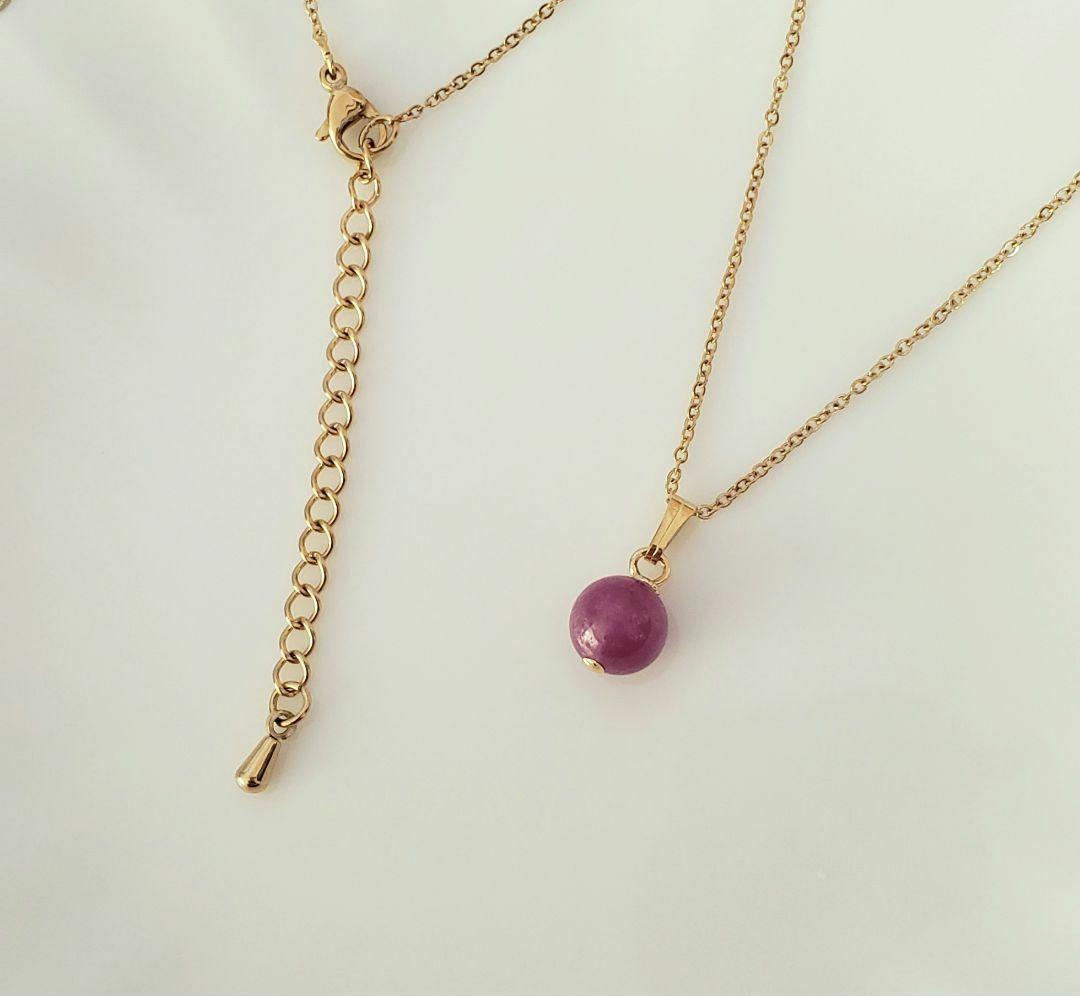 売却済み　349　ルビー　8mm　ネックレス　サージカルステンレス　訳あり