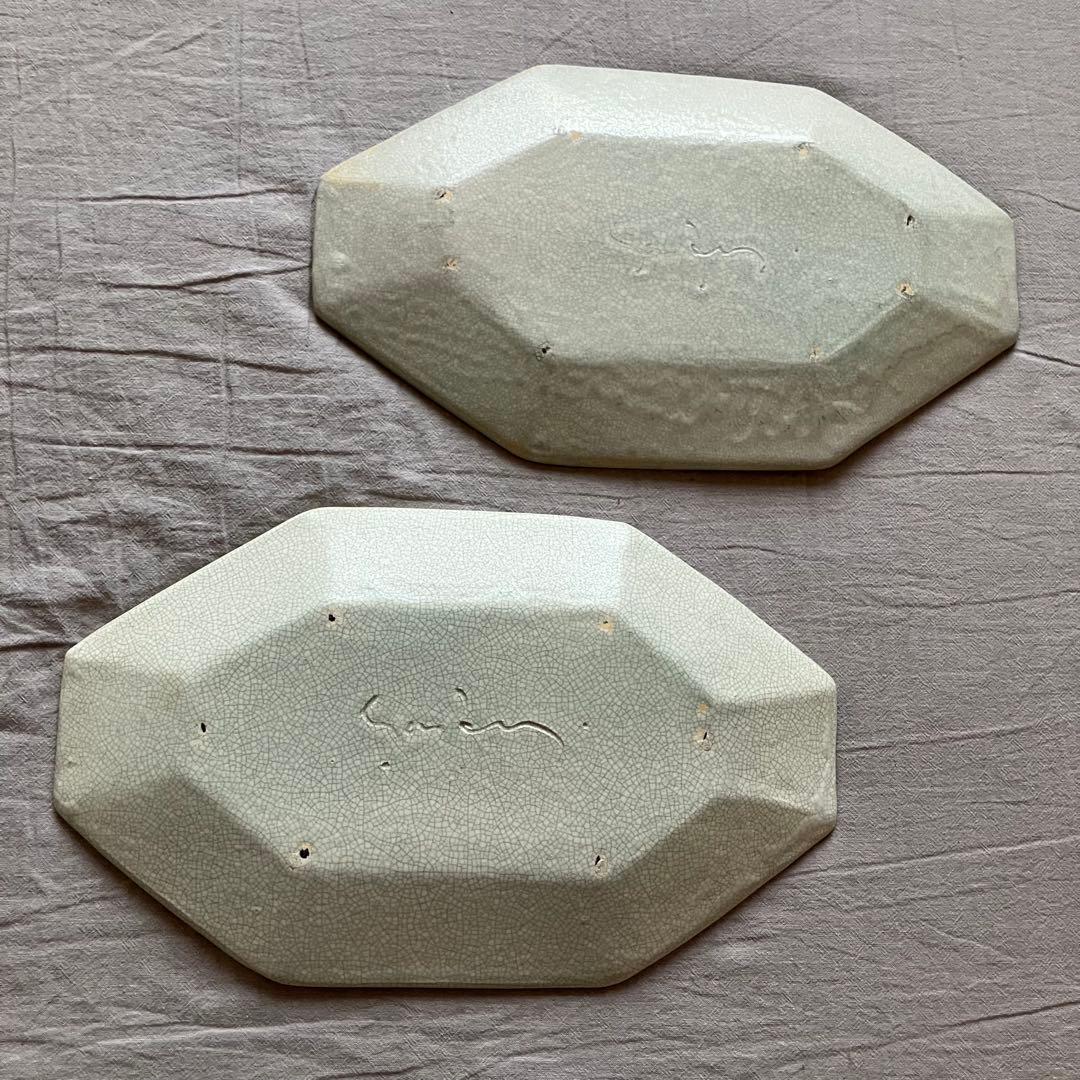 【新品未使用】安福由美子 貫入　八角皿　 幅広　2枚セット