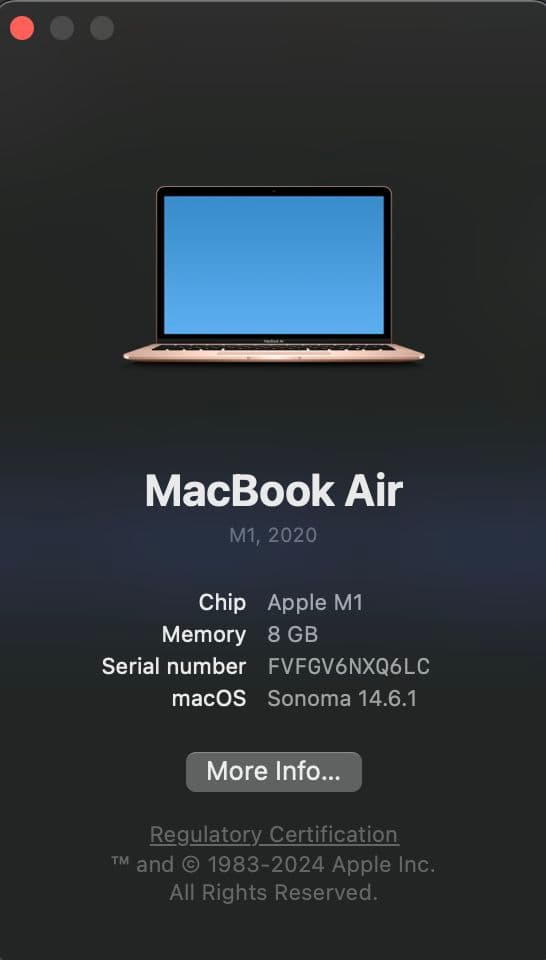 MacBookAir M1 2020モデル 8GB SSD ゴールド