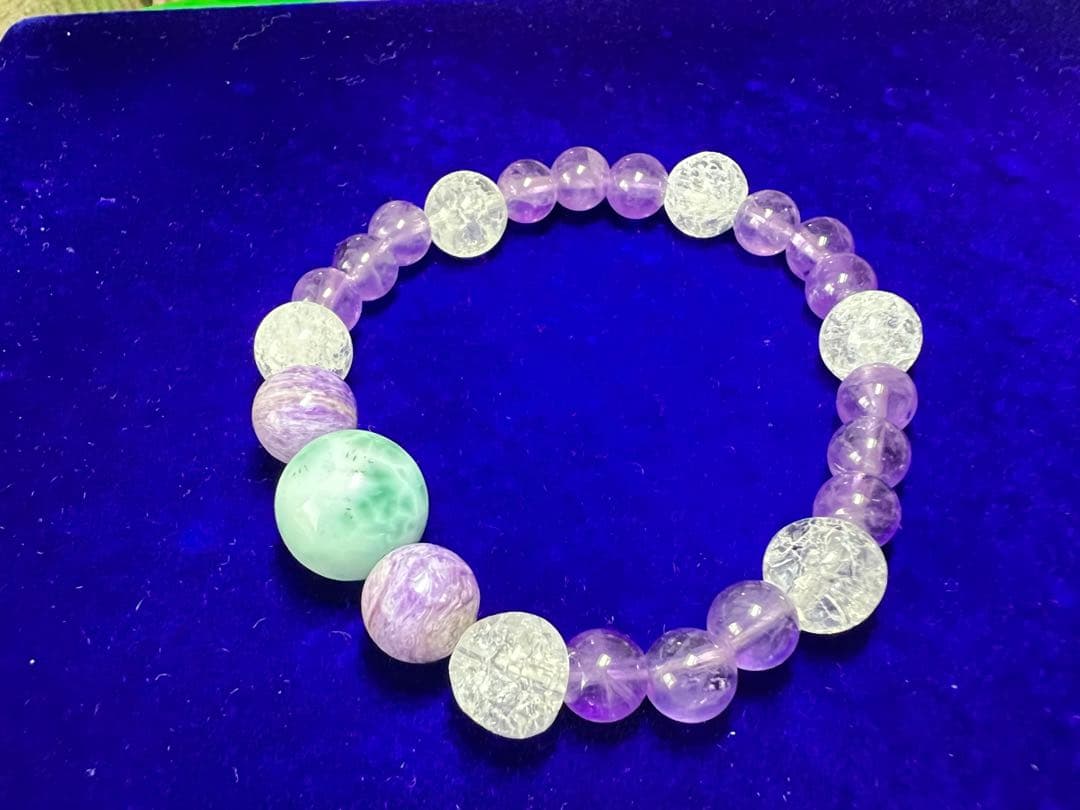 高品質ラリマー、高品質チャロアイト、アメジストのブレスレット