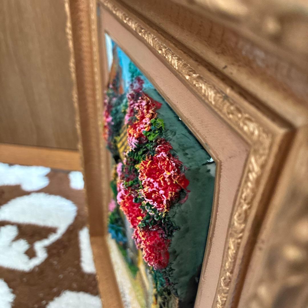 風景画 リアリズムスタイル 金色フレーム　立体アート