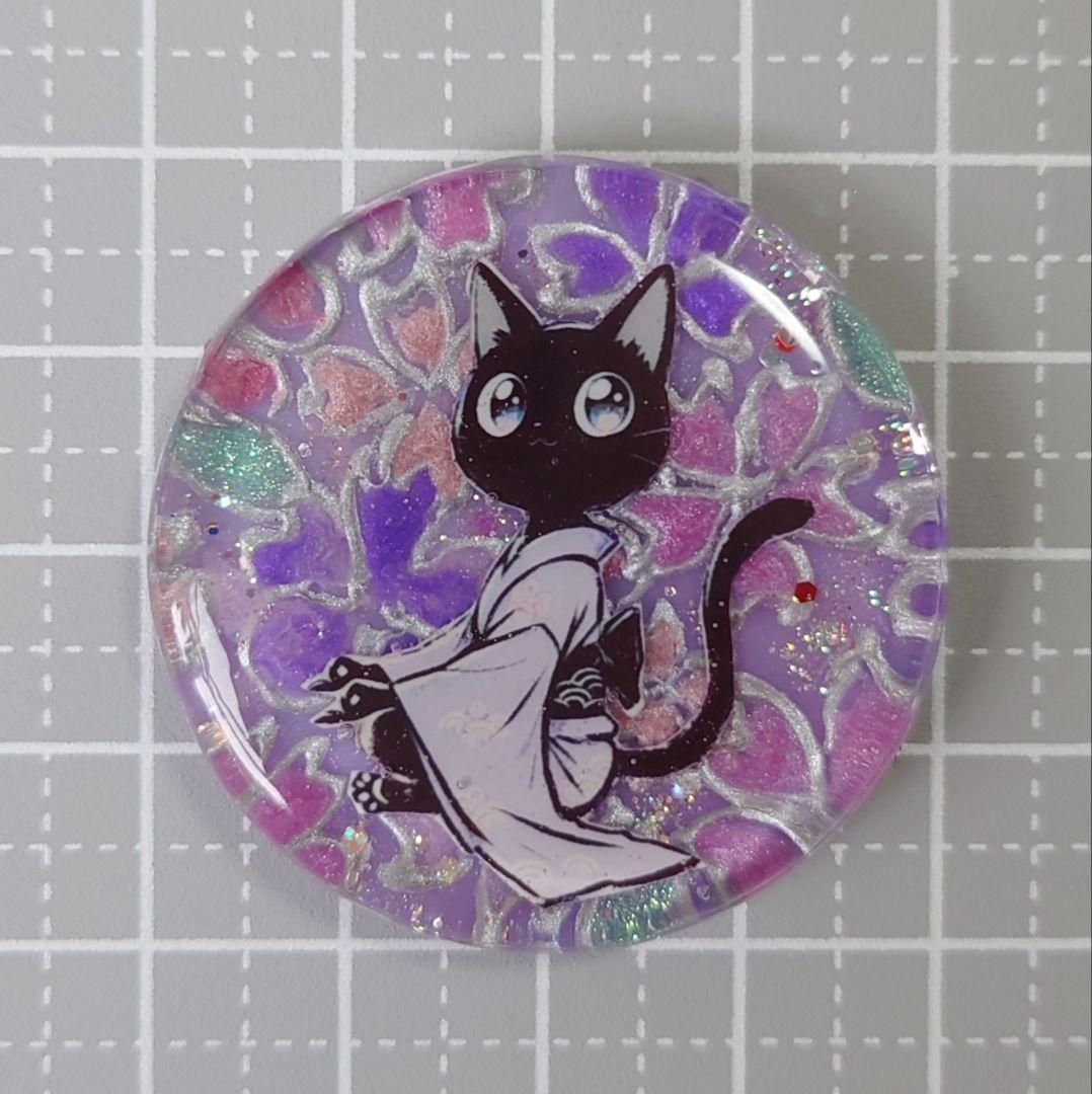 レジン　猫　ヘアゴム　ブローチ　ポニーフック　No.599