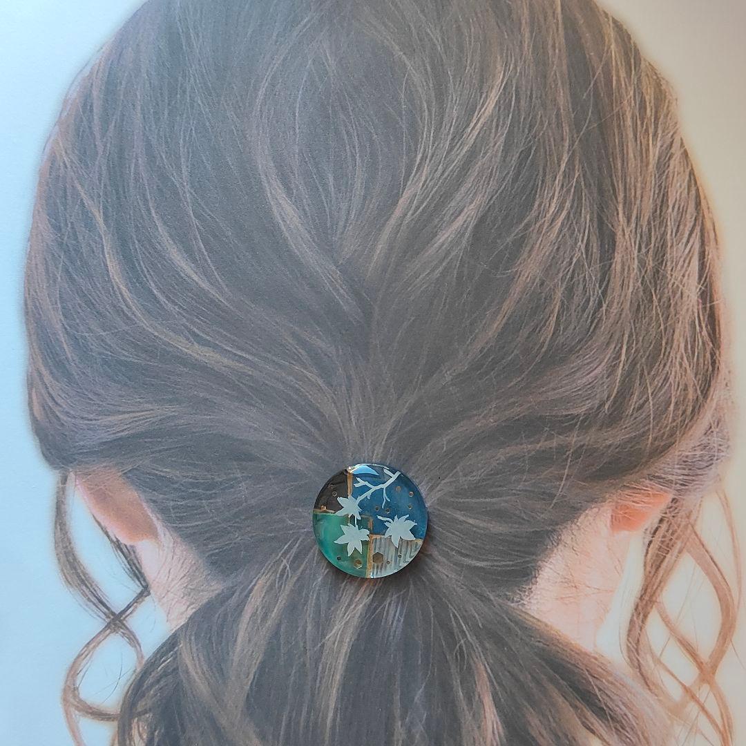 【669】ハンドメイド　レジン　ヘアゴム　ポニーフック　手描き