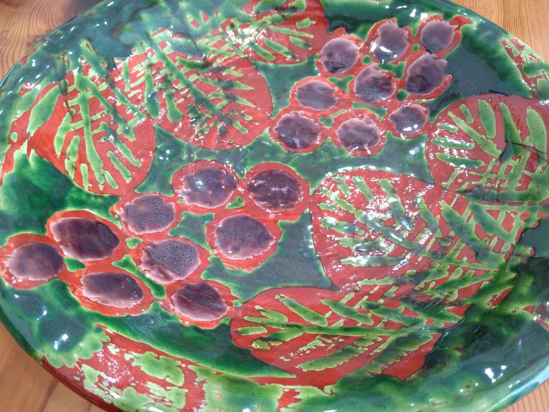 大皿　絵皿　ぶどう柄　仙台更紗