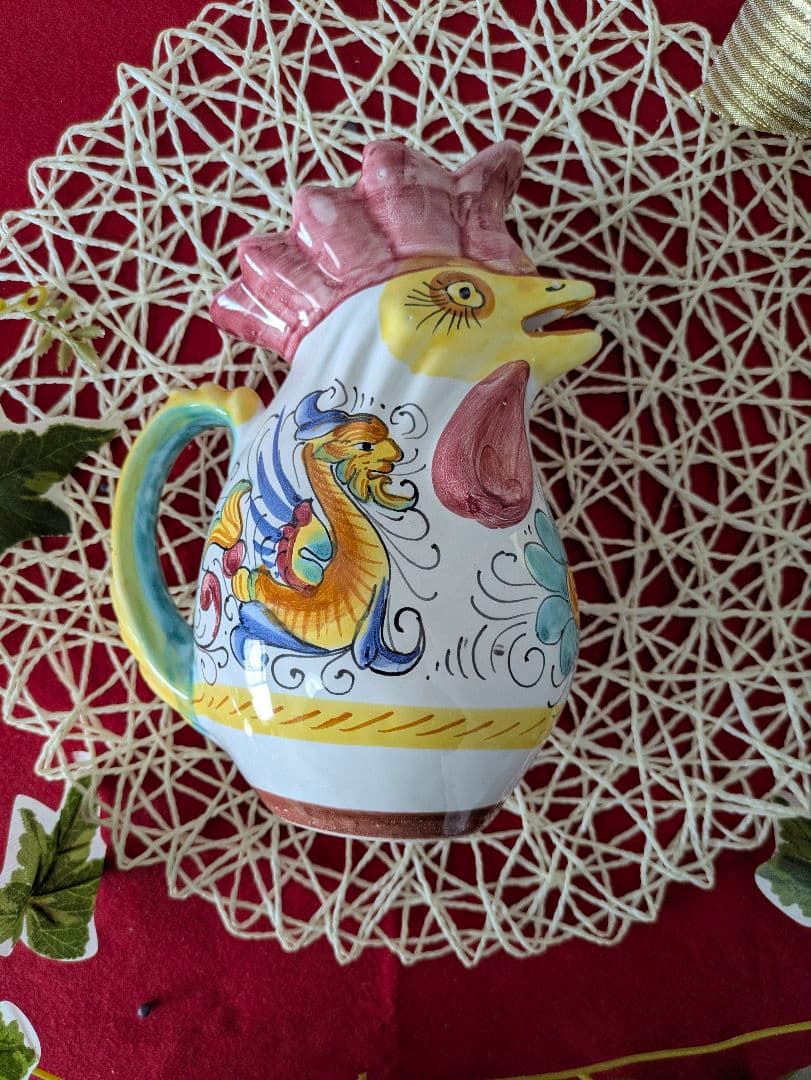 人々の幸せ見守ると言われる雄鶏ピッチャーイタリアアンティーク贈り物としても✨