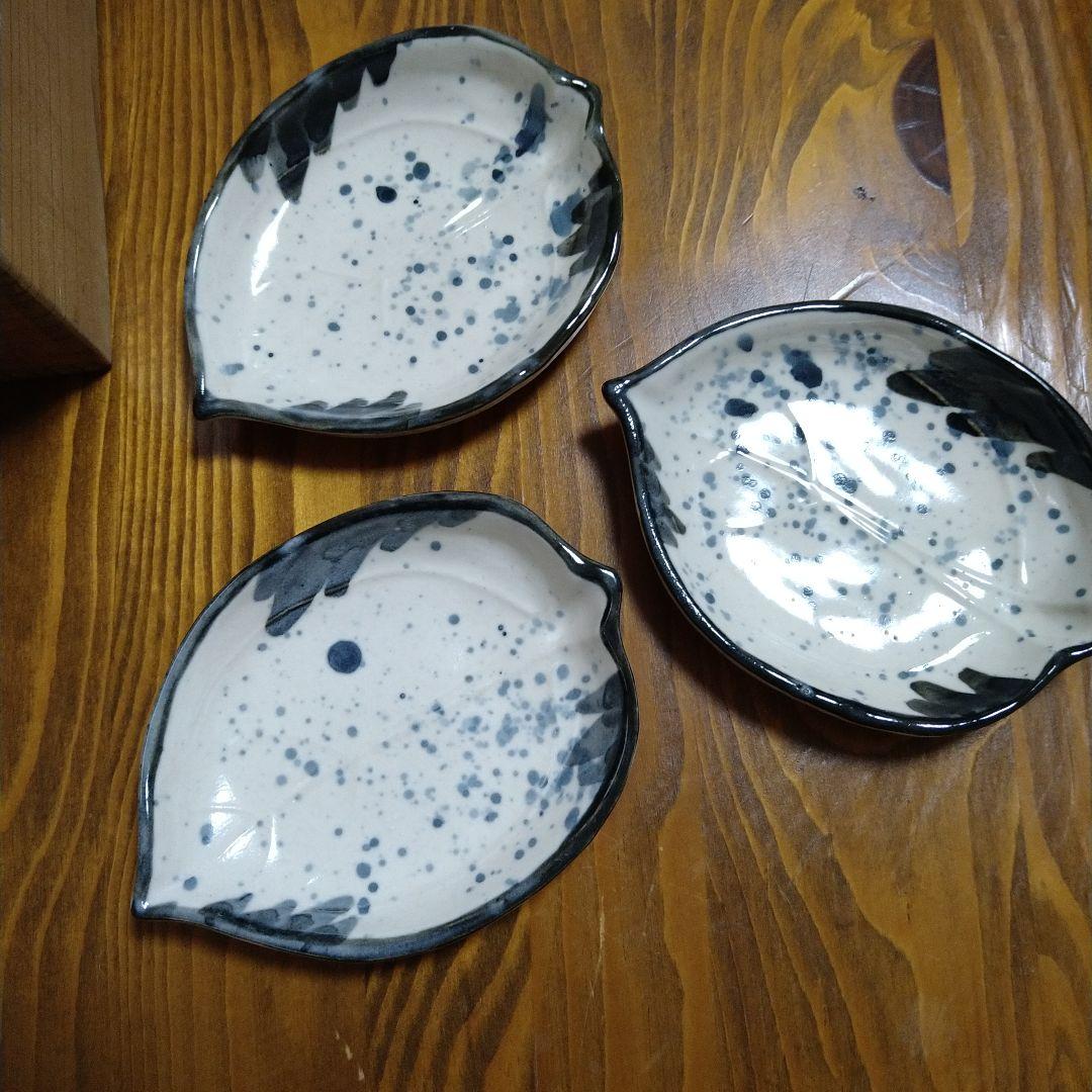 河合卯之助　葉型　銘々皿六枚(希少)