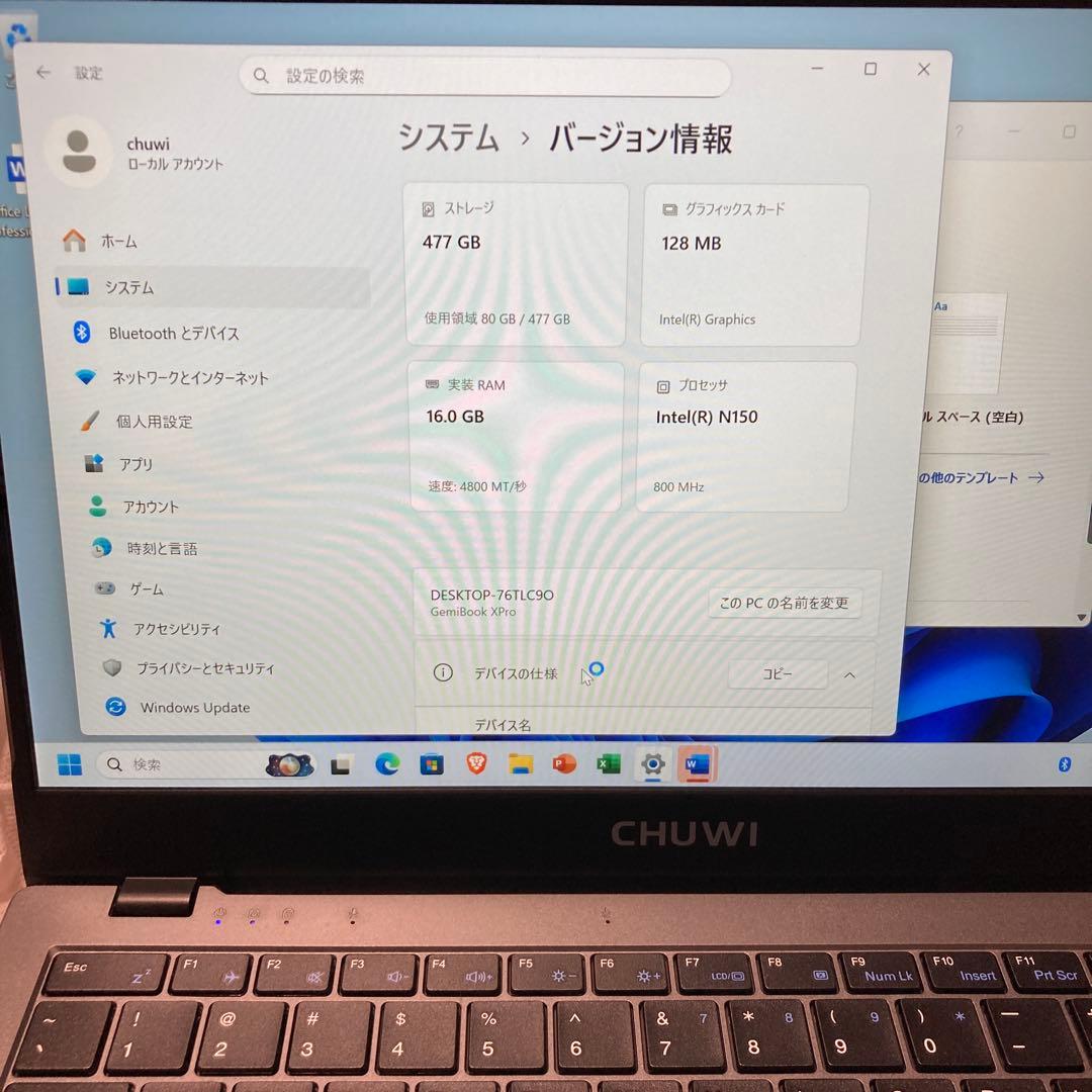 CHUWI Gemi book XProノート 480GB 16GB 2024