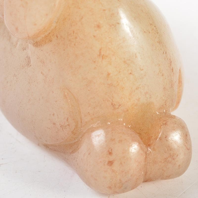 中国　玉石彫刻　白玉　神獣刻　根付　紙鎮　置物　C　7424E