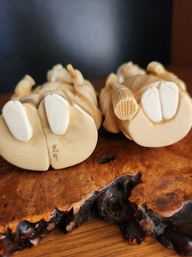 高砂人形　老夫婦像　彫刻　置物　マンモス　光月