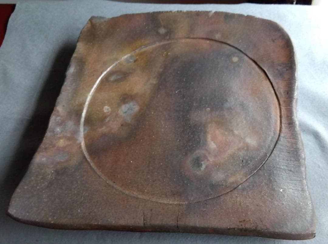 【稀少】越前焼　松井勝彦　【青ノ木窯】　自然灰釉究極美逸品巨大36cm大皿No3