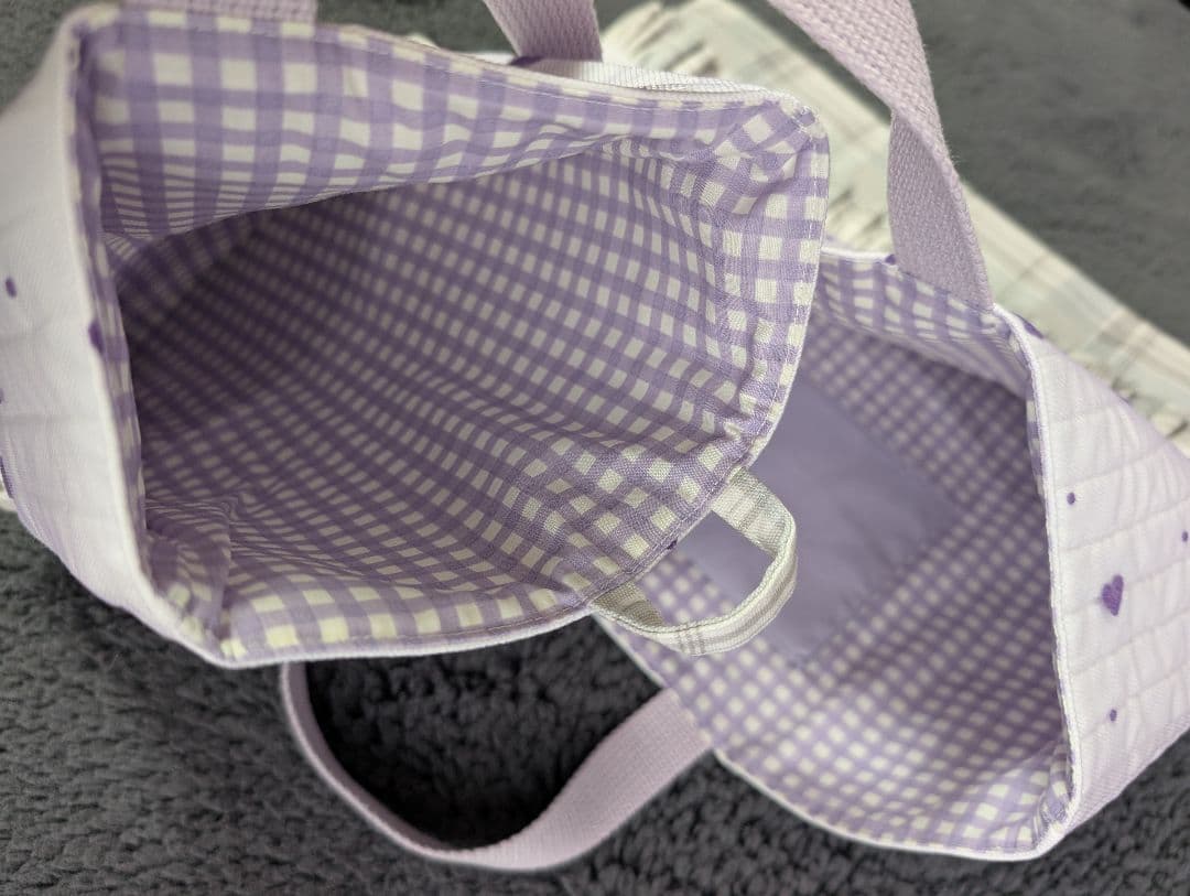 ヌビ風キルティング×ハートチュールレースフリル付きレッスン&シューズバッグセット