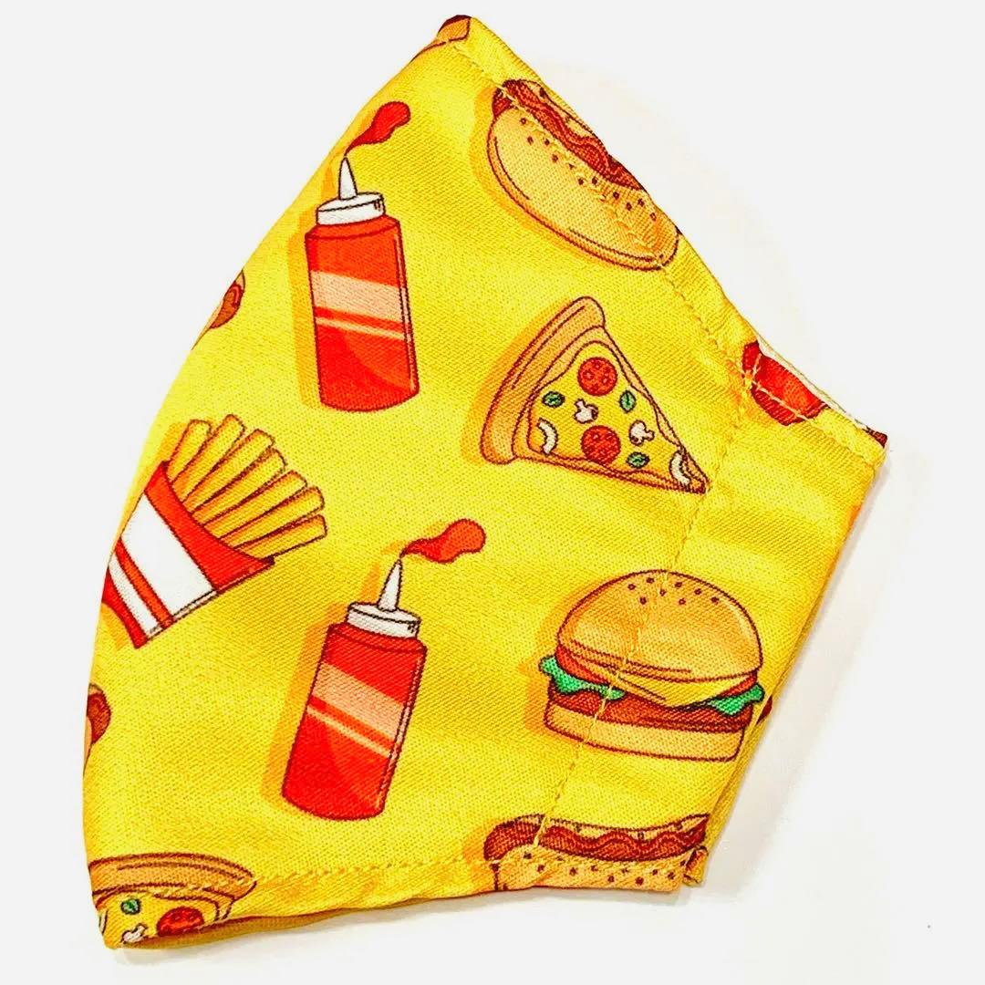 No.634 オーダーマスク　ハンバーガー　ピザ　ポテト　ハンドメイド