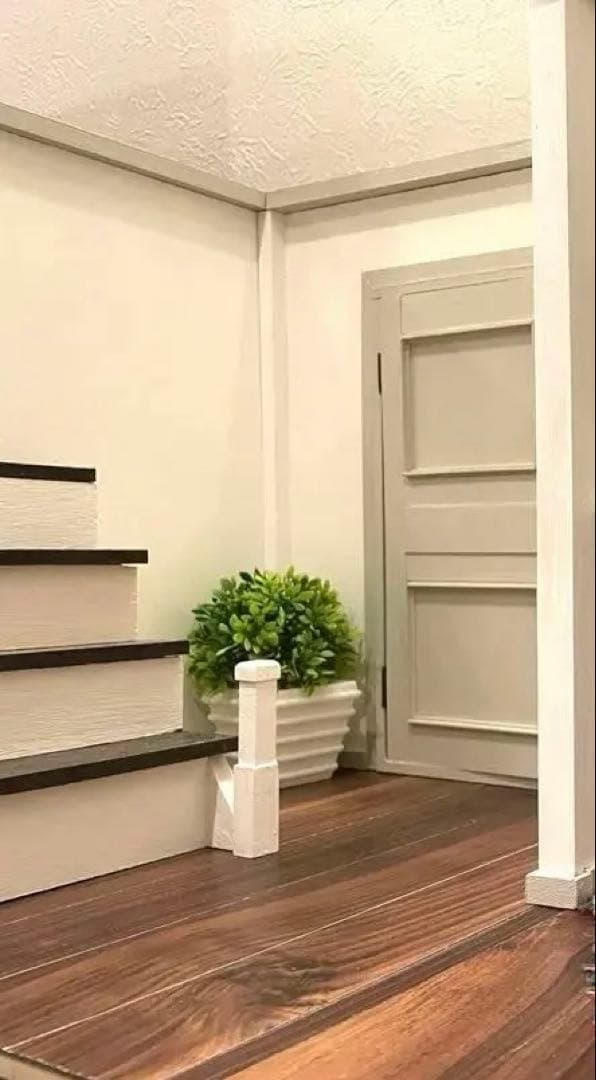 ドールハウス　撮影背景ボード　ハンドメイド☆玄関ホール＆リビングの2部屋セット