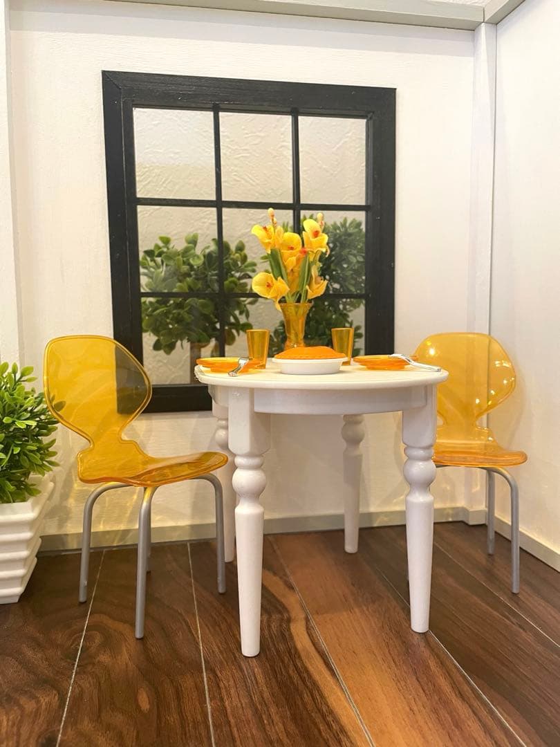 ドールハウス　撮影背景ボード　ハンドメイド☆玄関ホール＆リビングの2部屋セット