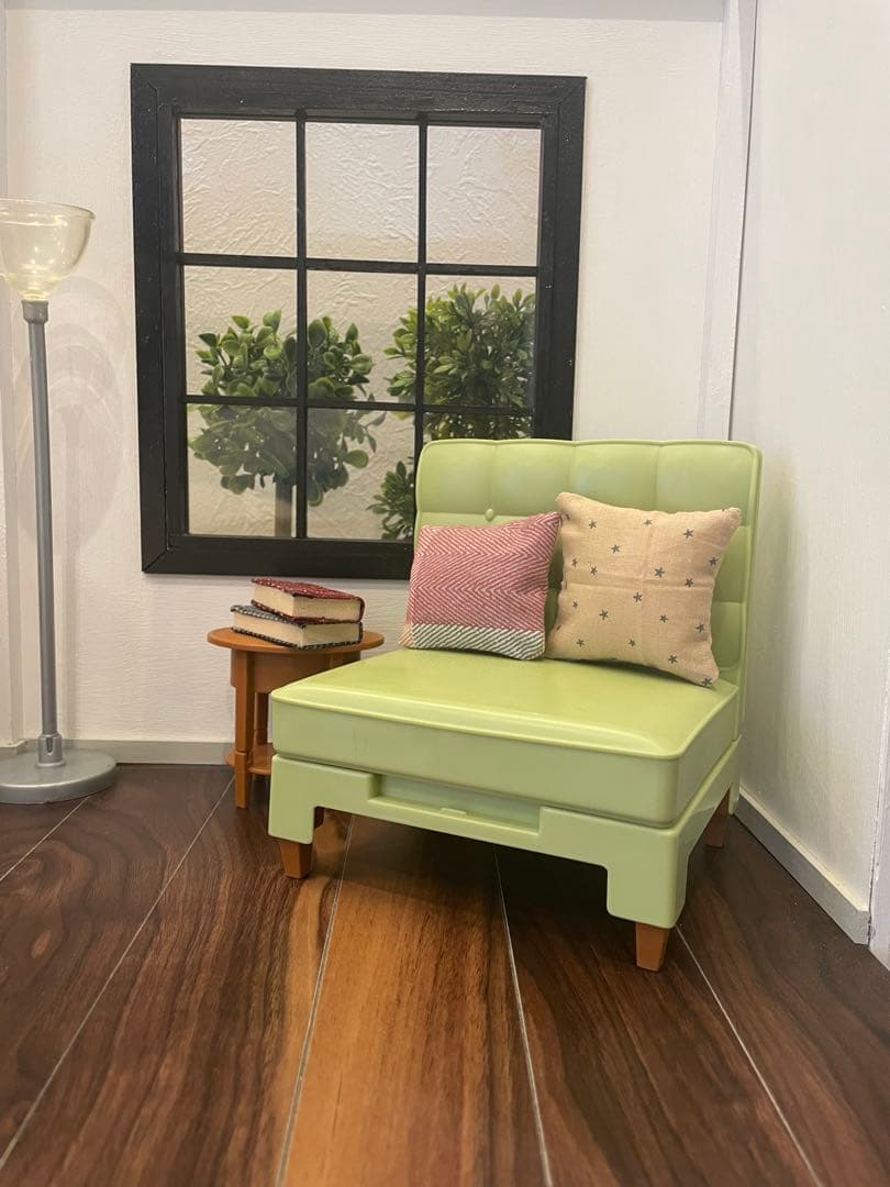 ドールハウス　撮影背景ボード　ハンドメイド☆玄関ホール＆リビングの2部屋セット