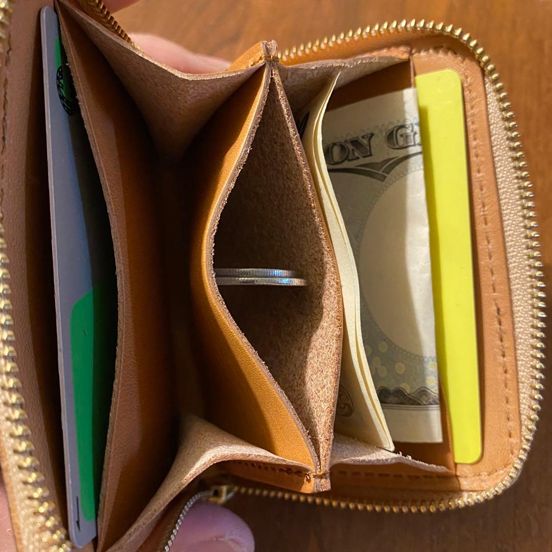 手縫い　ケース　ミニウォレット　オレンジ迷彩　ラウンドファスナー　新品