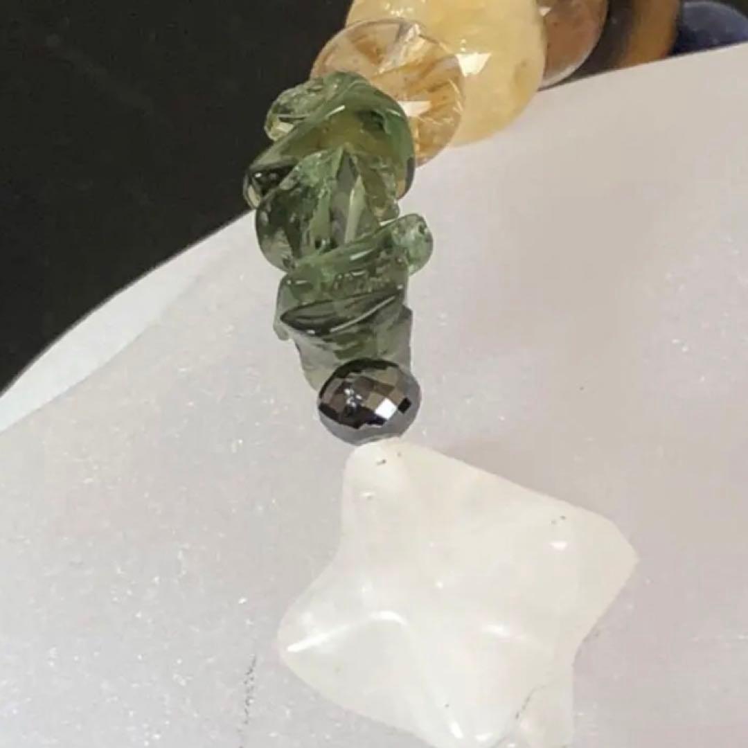 アゼツライトマカバ ブラックダイヤ モルダバイト ルチル天然石ブレスレット