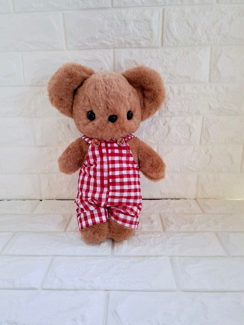 ぬいぐるみ、くまハンドメイド、オリジナル、特大、抱きしめられるサイズ、サロペット