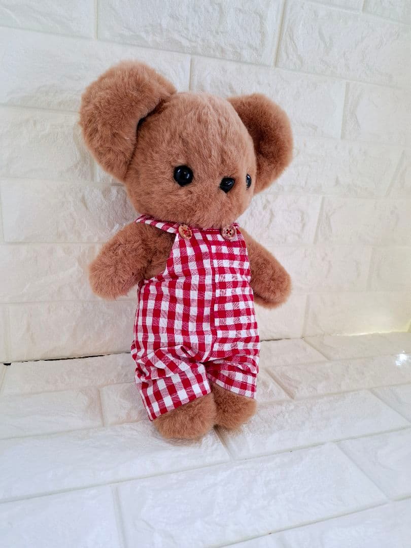 ぬいぐるみ、くまハンドメイド、オリジナル、特大、抱きしめられるサイズ、サロペット