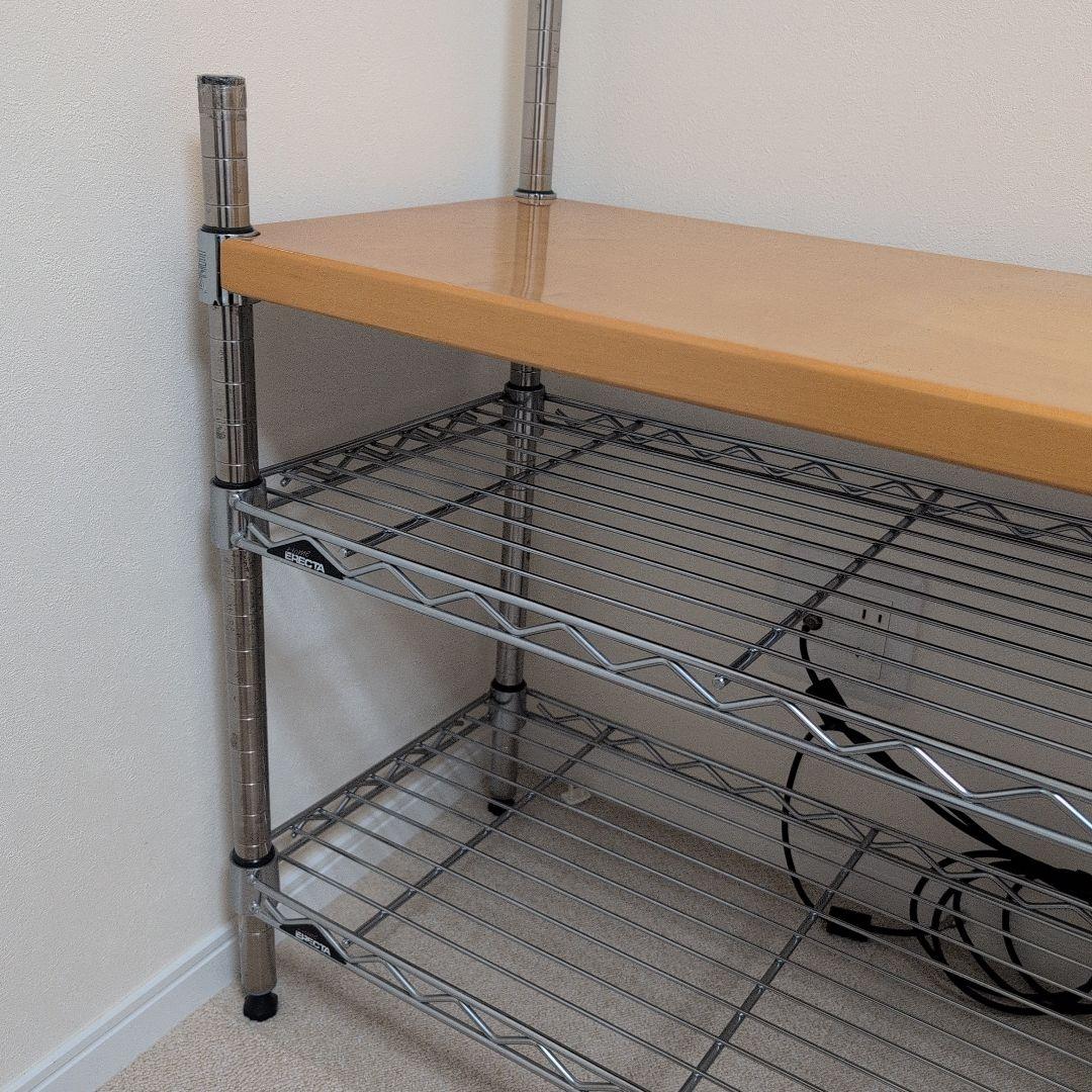 専用です。ホームエレクタ スチールラック 木製天板付き