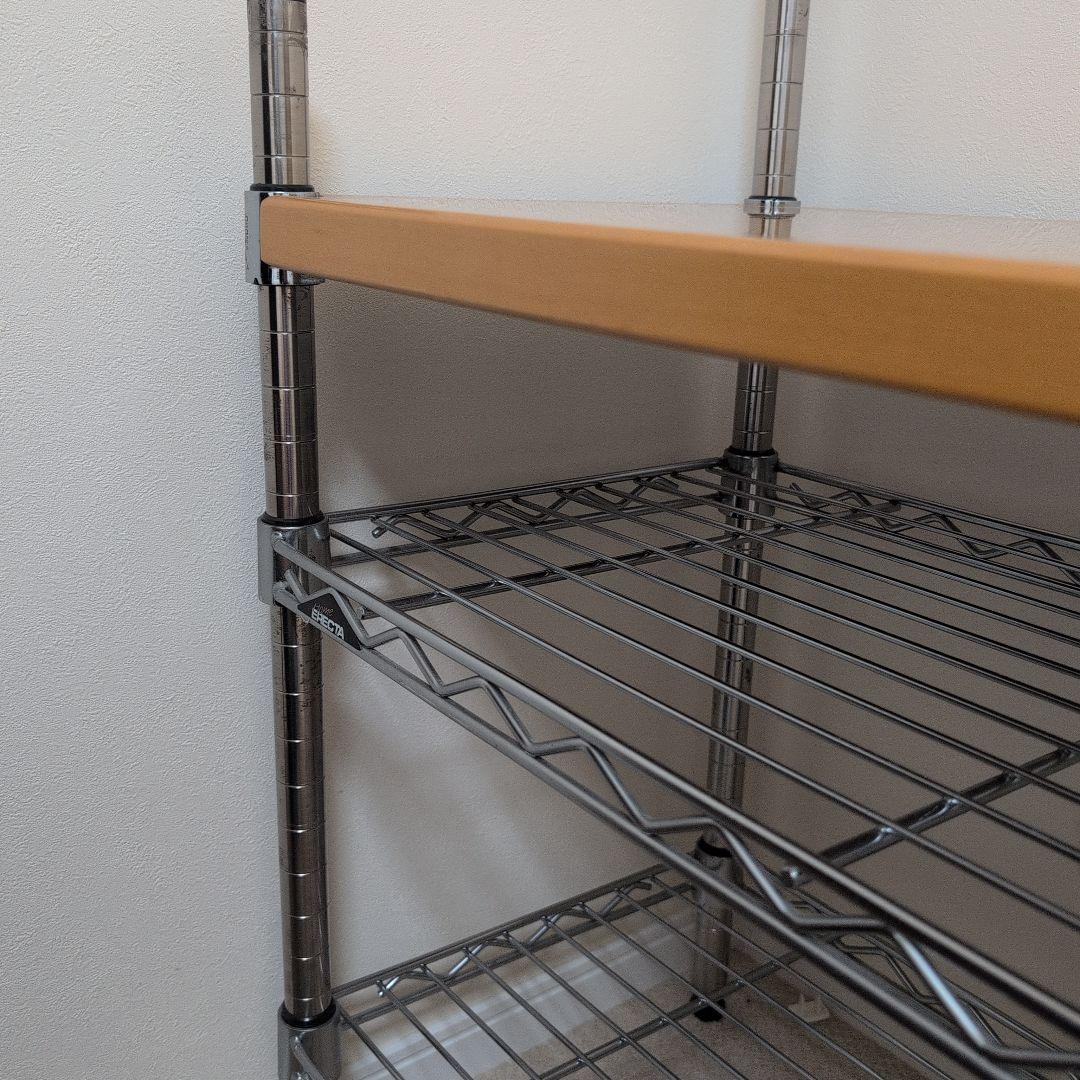 専用です。ホームエレクタ スチールラック 木製天板付き