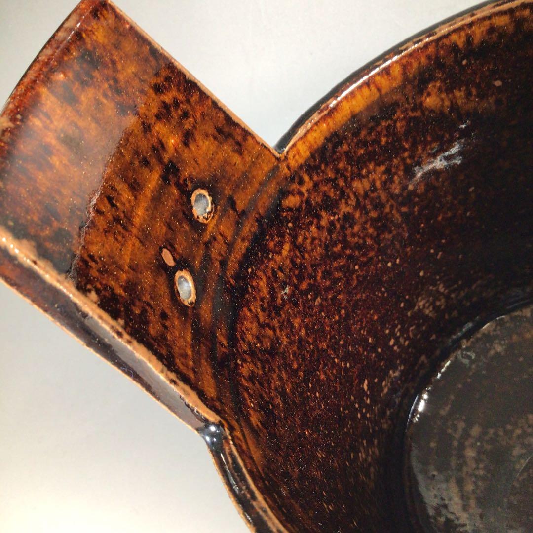 Ｎ４２４　水指　『膳所焼』『淡海ぜぜ　陽炎園造』『手桶水指』　共箱　茶道具