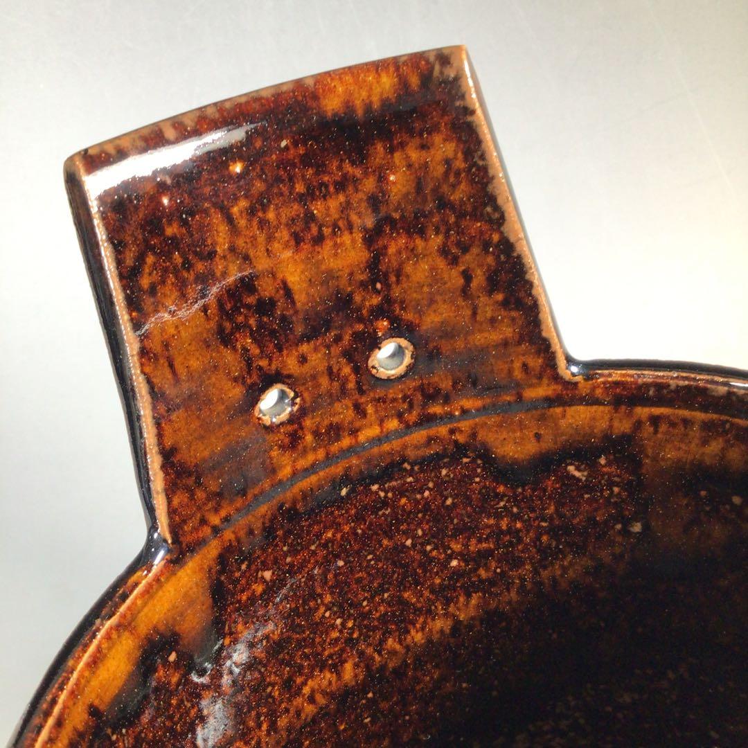 Ｎ４２４　水指　『膳所焼』『淡海ぜぜ　陽炎園造』『手桶水指』　共箱　茶道具