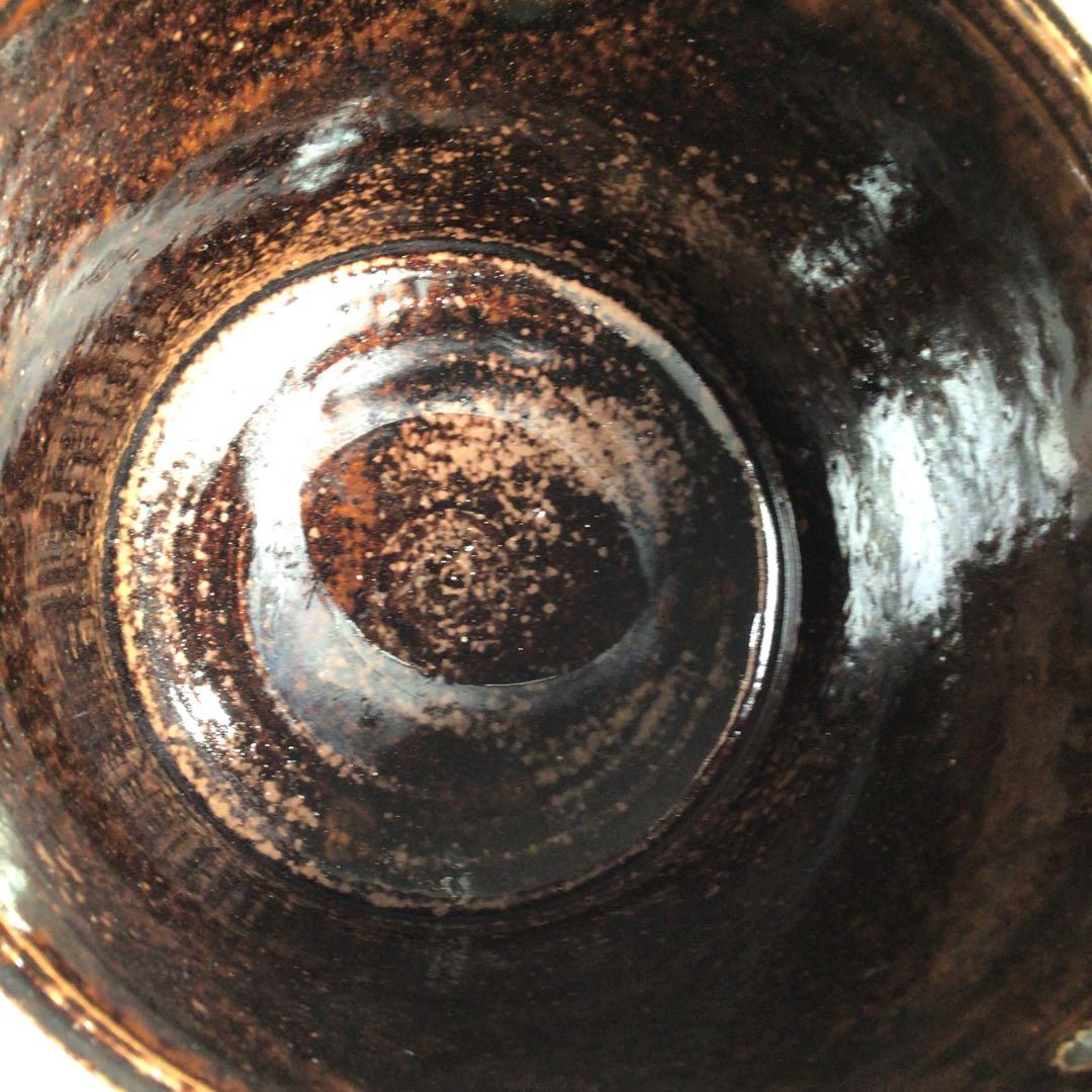 Ｎ４２４　水指　『膳所焼』『淡海ぜぜ　陽炎園造』『手桶水指』　共箱　茶道具